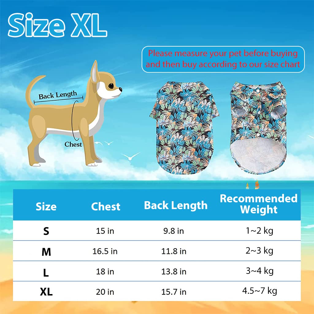 Qpets Summer Dog Clothes for Small Dogs Cute Hawaiian Coconut Tree Leaves Print T-Shirt for Dog Button Open Dog Clothes for Chihuahua, Maltese, Pug, Papillon, Small Dog Breeds of 4-7kg Qpets Summer Dog Clothes for Small Dogs Cute Hawaiian Coconut Tree Leaves Print T-Shirt for Dog Button Open Dog Clothes for Chihuahua, Maltese, Pug, Papillon, Small Dog Breeds of 4-7kg